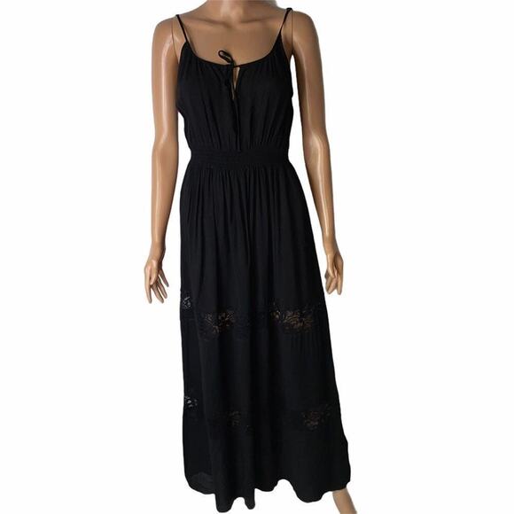 XXI brand maxi dress black Long, flowy maxi, BoHo dress SZ M - Picture 1 of 11